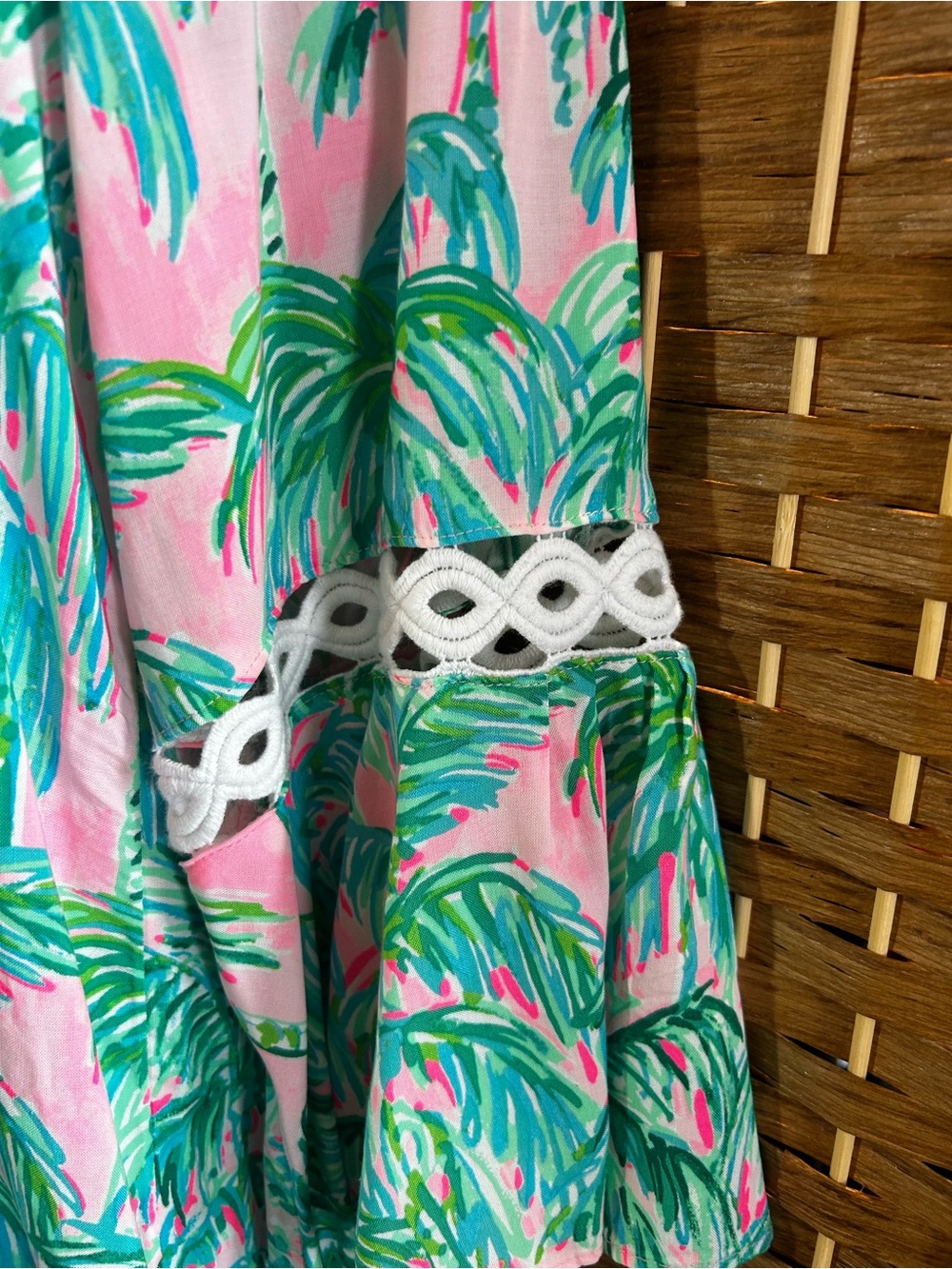 Lilly Pulitzer Hollie Tunic Dress Pink Blossom Suite Views Palm Print NWT L - Picture 3 of 7